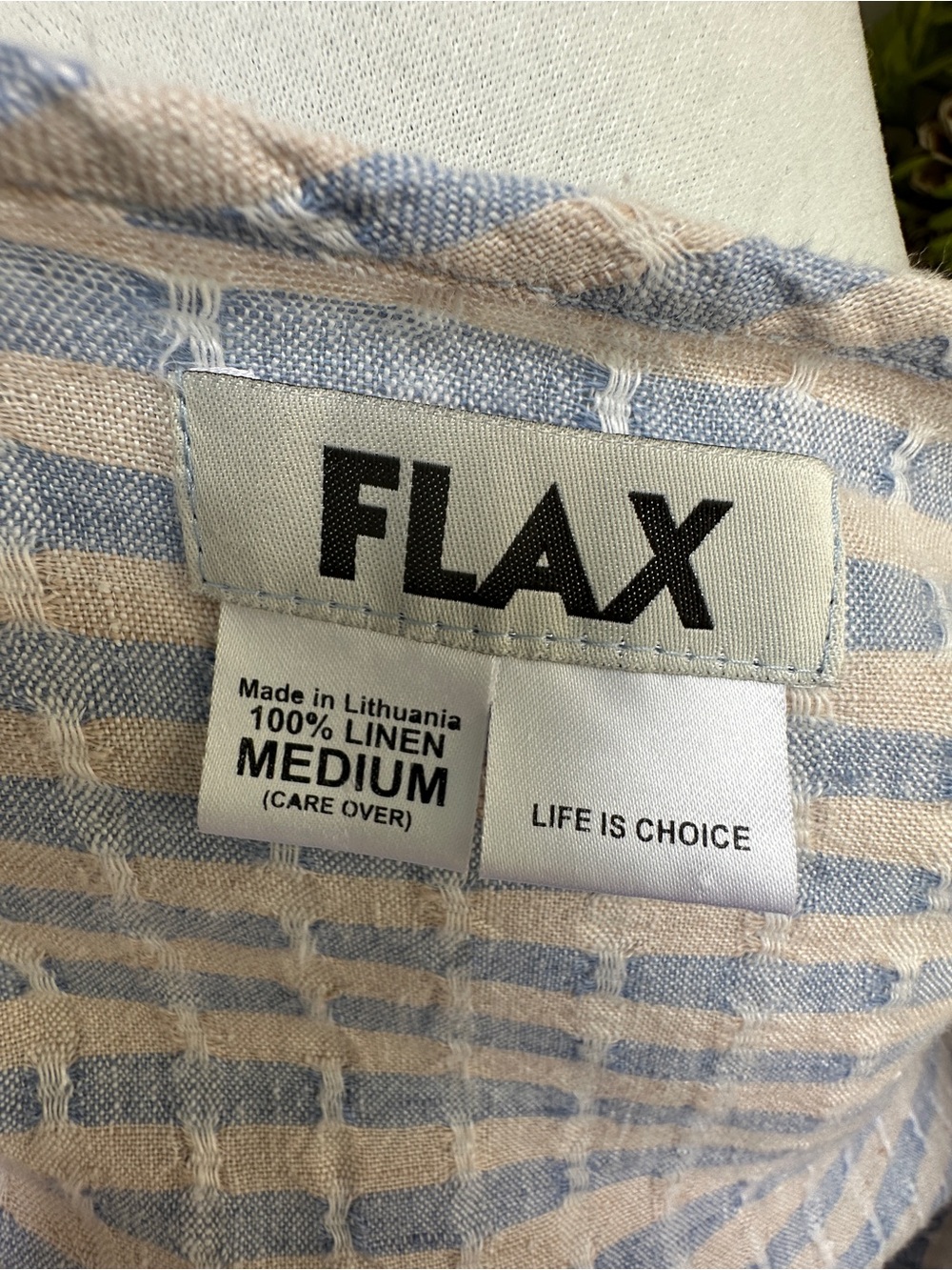 Flax Light Blue and Cream Striped Linen Tunic - Picture 6 of 10